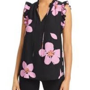 Kate Spade Black Top with Pink Floral Design